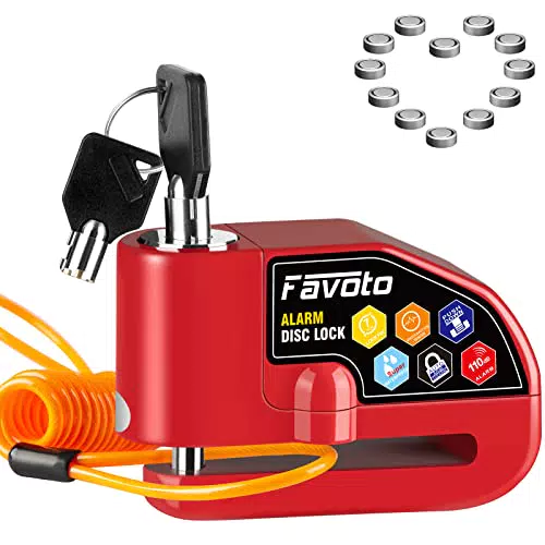 Favoto Lucchetto Antifurto Moto Bloccadisco Moto con Allarme Sonoro 110dB per Moto Motocicli Bici Scooter