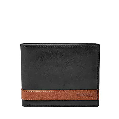 Fossil Portafoglio da Uomo Quinn - 100% Pelle Bifold Nero