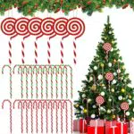Frasheng 30 Pezzi Plastica Albero di Natale Rosso e Bianco Candy Cane