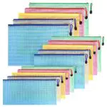 FYY Borse di File A4 + A5 + A6, 15 pezzi Sacchetto di Zip Impermeabile Mesh Sacchetto del Documento per documenti