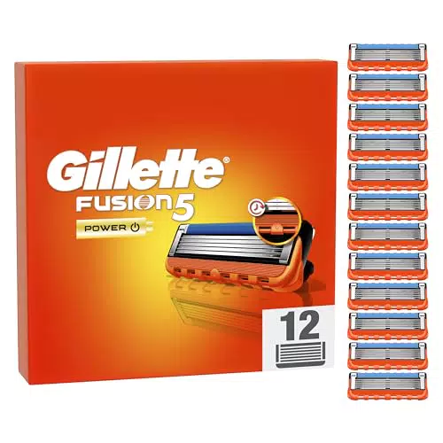 Gillette Fusion 5 Power Lamette da Barba, 12 Ricambi da 5 Lame