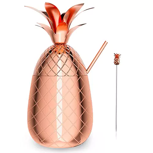 GuKKK Bicchiere da Cocktail a Forma di Ananas, 500ml Cocktail Bicchieri di Rame