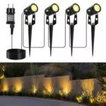 GuKKK Faretti Esterno, 4 Pezzi Giardino a LED Bianco Caldo