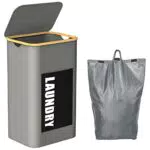 HOMEASY Cesto Portabiancheria Sporca per Bagno 100L con Coperchio