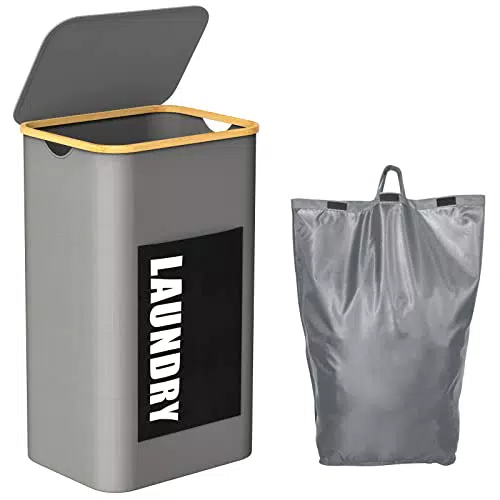 HOMEASY Cesto Portabiancheria Sporca per Bagno 100L con Coperchio