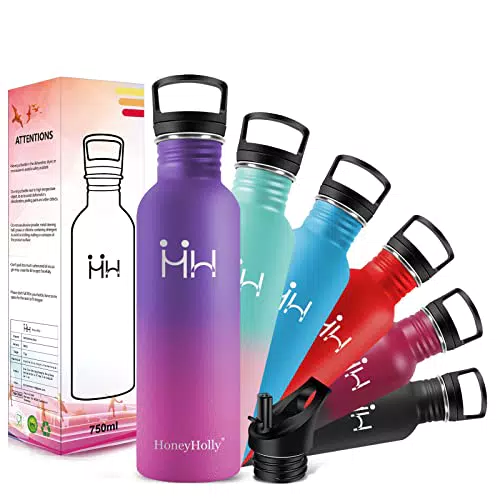 HoneyHolly Borraccia Acciaio Inox, Borraccia - 750ML - Non Isolata Borraccia Acciaio