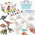 icyant Dinosauro Giocattolo per Ragazzi Kit di Pittura 12 Figure Kit Artigianale per Bambini con 12 Colori Sicuri e Non Tossici Pittura ad Acquerello Lavabile Set per Arti e Artigianato per Bambini