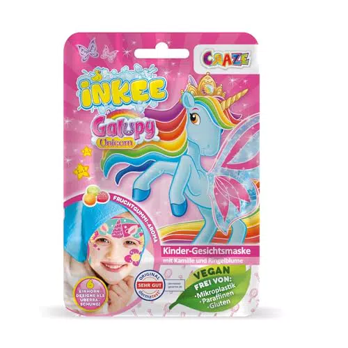 INKEE - Maschera viso con design a unicorno con camomilla e calendula