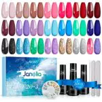 Janolia Smalto per Unghie, 20 Colori Gel Unghie UV, 23 pz Smalto Semipermanente per Unghie in Gel UV