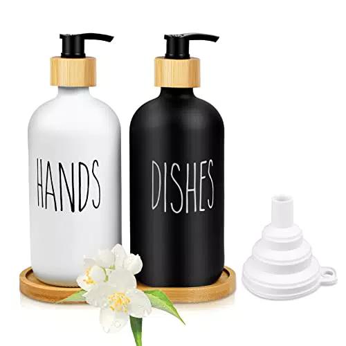 JOLIGAEA Set Dispenser Di Sapone In Vetro, Dispenser per Sapone da 500 ml