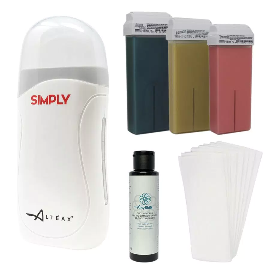 Offerta Kit Depilazione ANYSKIN con Scaldacera Rullo + 3 Ricariche + 100 Strisce + Dopocera