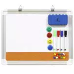 Kit Lavagna Magnetica Lavagnetta Bianca Cancellabile con Sughero 38x30cm + 1 Cancellino Magnetico