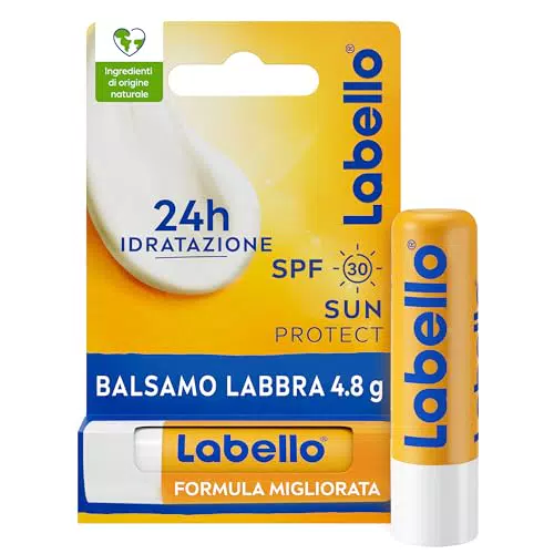 Labello Sun Protect Burrocacao labbra SPF30 4.8 g, Balsamo labbra con filtri UVA/UVB