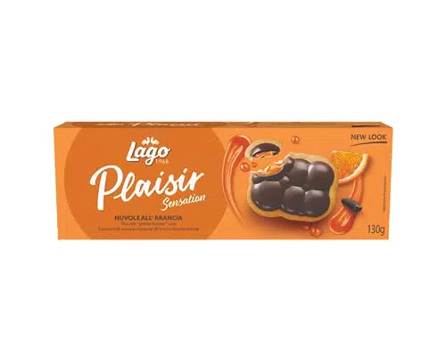 Lago 1968, plaisir nuvole arancia biscotti al burro con farcitura di marmellata arancia e ricoperti di cioccolato fondente