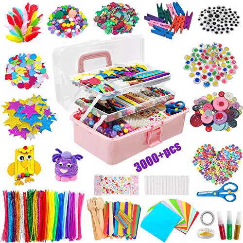 Lavoretti Creativi per Bambini, 3000+ Pezzi DIY Creativo Giochi Art Craft Set