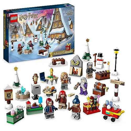 LEGO 76418 Harry Potter Calendario dell’Avvento 2023 con 24 Regali tra cui 18 Mini Costruzioni del Villaggio di Hogsmeade e 6 Minifigure