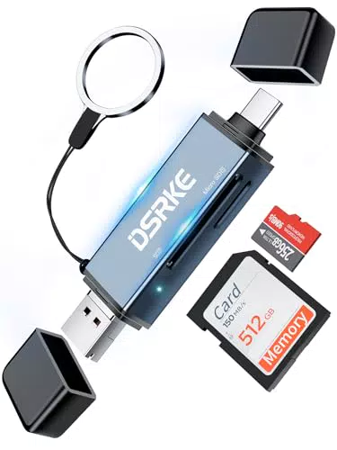 Lettore di Schede SD/Micro SD, DSRKE USB C Micro USB 2.0 OTG Adattatore Micro SD Card Reader per Smartphone PC Tablets Laptop Compatibile con iPad Pro