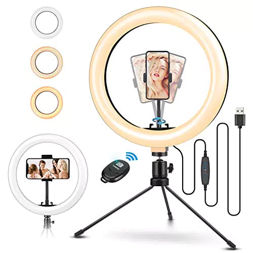 Luce per Selfie Foto, 10,2" Luce ad Anello con Treppiede e Telecomando