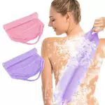 Lusofie 2 Pezzi Asciugamano Esfoliante per il Bagno Scrub Esfoliante per la Schiena Asciugamano Esteso per il Corpo Naturale per la Schiena con Manici per Bagno Doccia Uomini e Donne