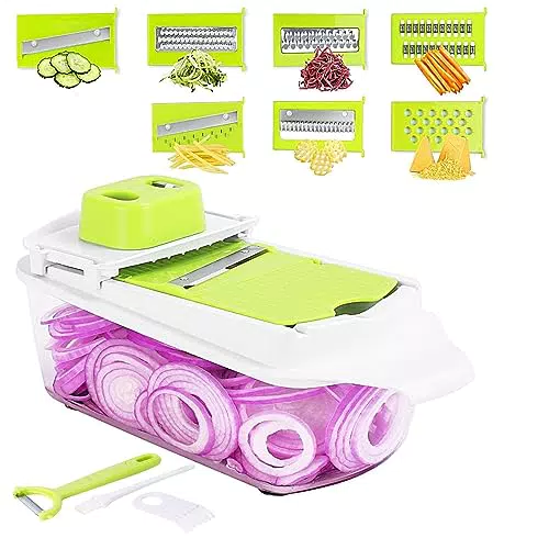Mandolina per Verdure, Multifunzione Mandolina Professionale con 7 Lame in inox