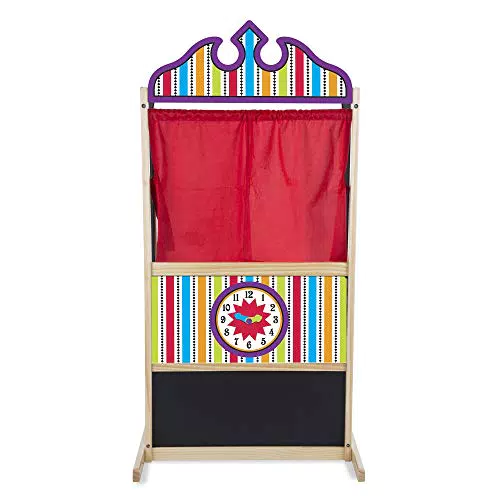 Melissa & Doug Deluxe Teatrino dei Burattini, Teatro per burattini in legno con solida base anti-ribaltamento