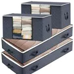 MiDoDo 4 Pezzi Scatole per Armadio Salvaspazio, 90L Organizzatore Armadio Sottoletto Pieghevole Contenitori Sottoletto con Finestra Trasparente e Manici per Trapunte Coperte Biancheria da Letto