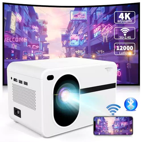 Mini proiettore con WiFi e Bluetooth Proiettore nativo per interni Full HD 1080P 12000 Lumen schermo da 150 pollici Compatibile con iOS