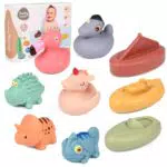 MOOKLIN ROAM Giocattoli da Bagnetto per Bambini, 9 pezzi Giochi da il Bagno con Fori