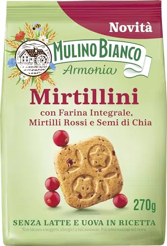 Mulino Bianco Mirtillini, Biscotti Frollini Senza Latte e Uova con Farina Integrale