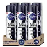 NIVEA Men NIVEA Men Spray invisibile for Black & White Men originale  200 ML  6 pezzi