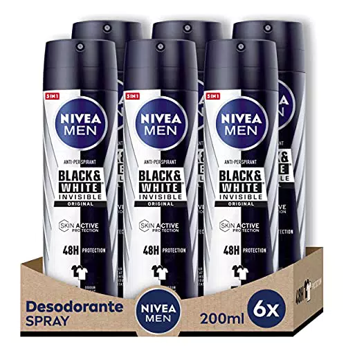 NIVEA Men NIVEA Men Spray invisibile for Black & White Men originale  200 ML  6 pezzi