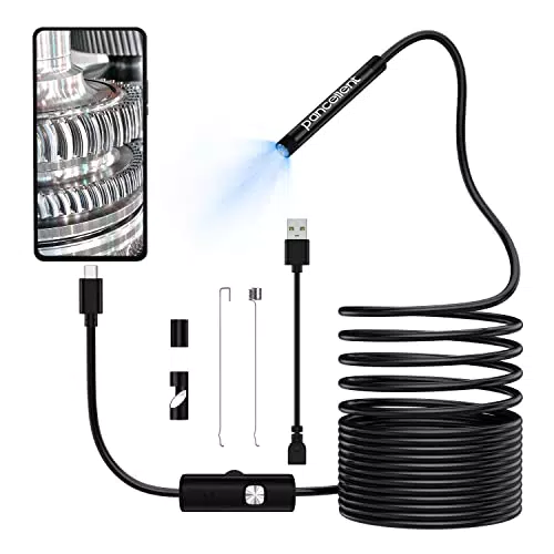 pancellent 5, 5 mm USB Endoscopio 2 in 1 Impermeabile Periscopio Telecamera di Ispezione con 6 LED e 3
