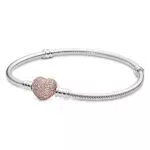 Pandora Moments, braccialetto a maglia di serpente con chiusura a cuore scintillante in argento Sterling con zirconi compatibile con bracciali Moments 590727CZ