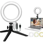 PANSYFEN Luce per videoconferenza da 6 pollici Luce ad anello LED con Stativo Treppiede & Clip Ring Light Professionale per Tik Tok Trucco Telefono Fotografia Selfie Online Videoconferenza