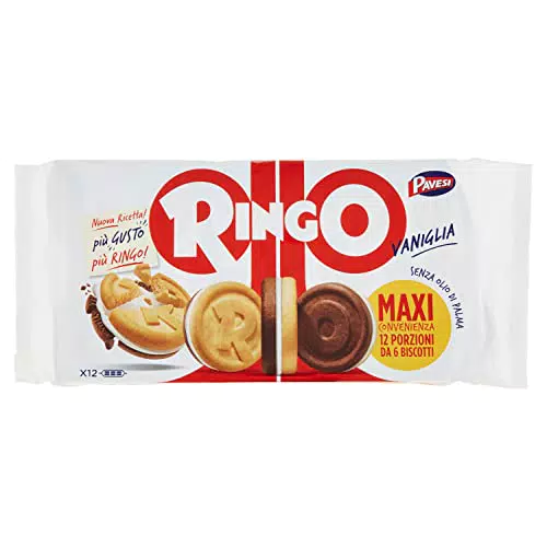Pavesi Snack Ringo Vaniglia, Biscotti Farciti con Crema al Gusto Vaniglia