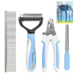Pawaboo 4 in 1 Kit Strumenti per Toelettatura Animali Domestici, blu