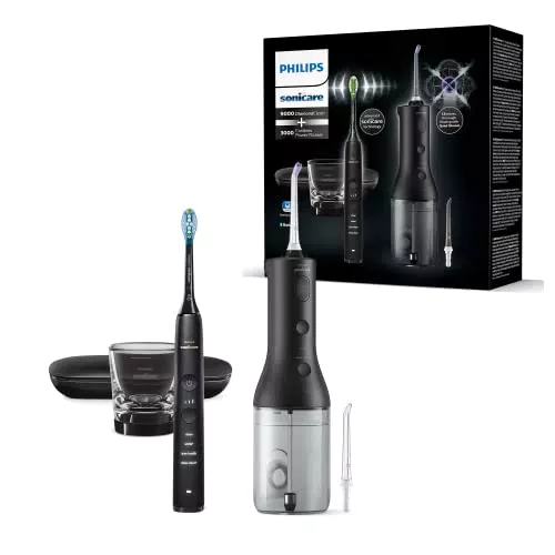 Philips Sonicare Irrigatore orale senza filo Power Flosser 3000 e spazzolino elettrico DiamondClean 9000 - Pulizia di denti e gengive e rimozione della placca