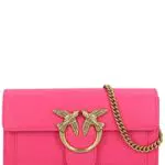 Pinko, LOVE ONE WALLET C VITELLO SETA Donna, N17Q_BARBABIETOLA CH-ANTIQUE GOLD