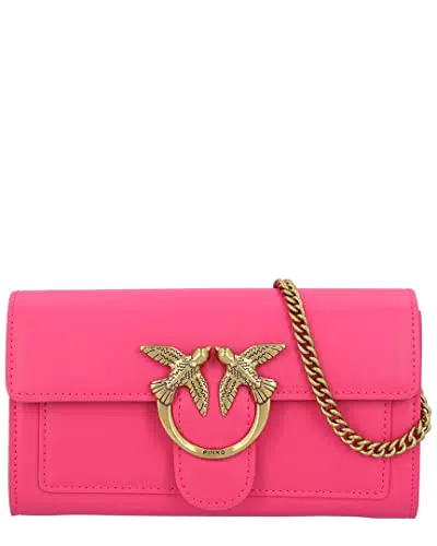 Pinko, LOVE ONE WALLET C VITELLO SETA Donna, N17Q_BARBABIETOLA CH-ANTIQUE GOLD