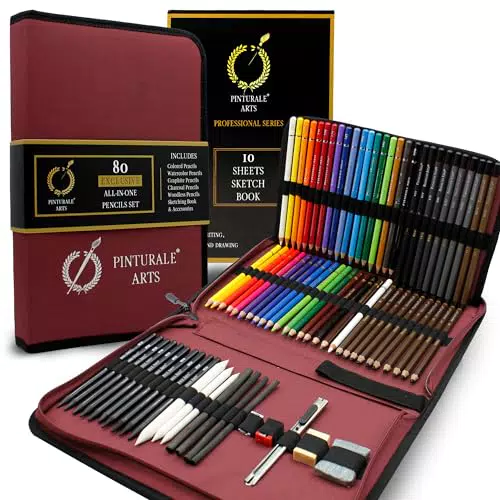 Pinturale Arts Kit Disegno Professionale 80 Matite Disegno e Accessori