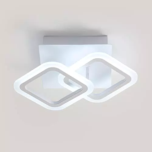 Plafoniera LED Soffitto Moderna, 18W Lampada da soffitto a LED Moderna Quadrate Bianca in acrilico Lampadario per Camera da Letto