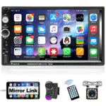 Podofo Autoradio 2 Din con Vivavoce Bluetooth, 7 Pollici Radio Stereo Auto con Schermo USB FM AUX TF Controllo del Volante Collegamento Mirror per Telefono Android/iOS + Telecamera Posteriore