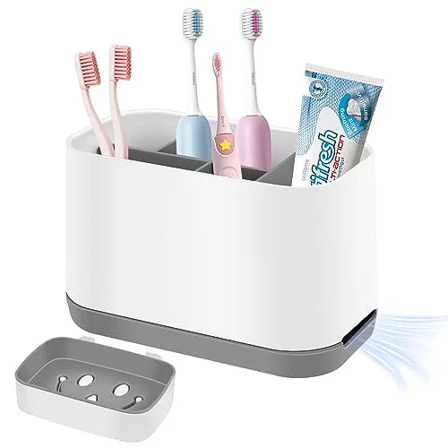 Portaspazzolino Multifunzione, Porta Spazzolini Bagno in Plastica