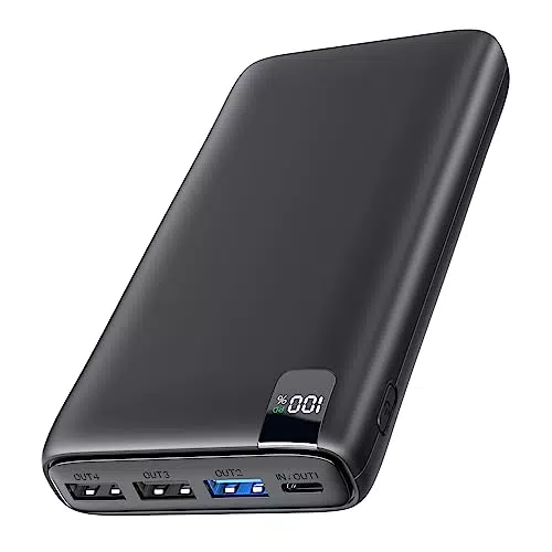 Power Bank 27000mAh Batteria Esterna: Hiluckey 22, 5W Ricarica Rapida Caricabatteria Portatile con Display Digitale LED e 4 Porte per Smartphone Tablets
