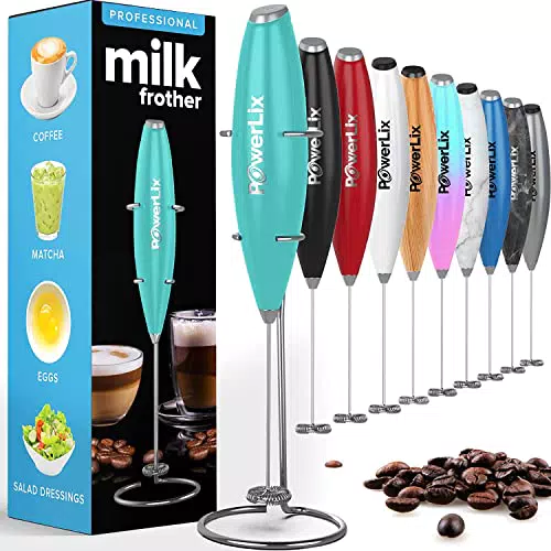 PowerLix Frullino Montalatte Elettrico Cappuccino - Schiumatore Latte con Supporto in Acciaio Inossidabile