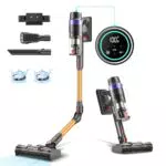 PRETTYCARE Aspirapolvere Senza Fili, 35000Pa/530W Scopa Elettrica Senza Fili Potente con Modo Automatico