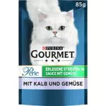 PURINA GOURMET Perle - Cibo umido per gatti, strisce di cibo squisite con vitello e verdure