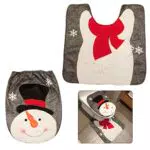 Pveath - Set di 2 decorazioni natalizie per bagno, motivo: Babbo Natale/pupazzo di neve/ renne