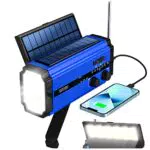 Qoosea Radio Solare Radio Portatile di Emergenza 5000 mAh Batteria Ricaricabile Manovella FM/AM/NOAA Radio Meteo SOS Integrata Allarme LED Torcia Lampada da Lettura per Campeggio