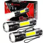 REHKITTZ Torcia LED Potente 2 Pezzi, Multifunzione, 2000 lumen